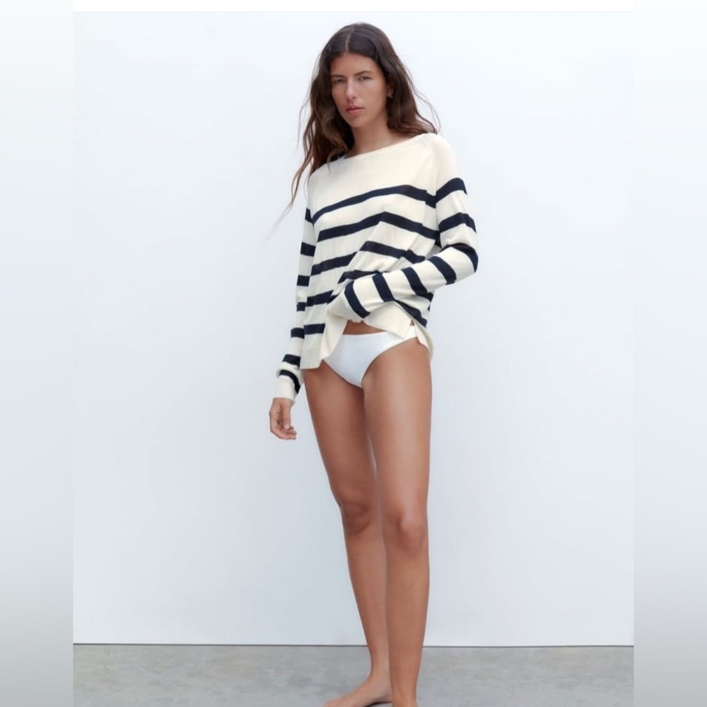 ZARA Striped Black and White Women's Top size small - Picture 2 of 7